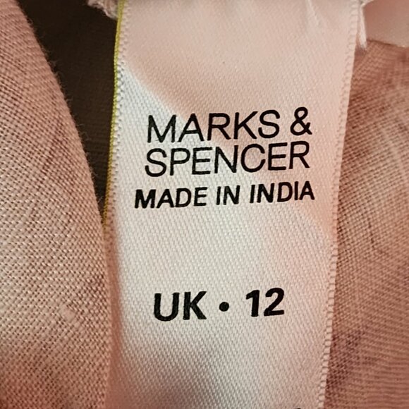 Marks & Spencer Beige Floral Print 100% Linen Popover Blouse - Picture 7 of 8